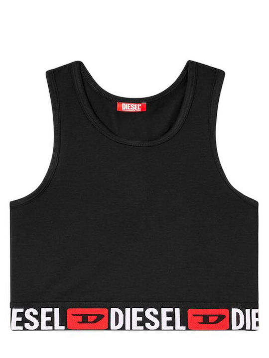 Damen Crop Top Ärmellos Schwarz