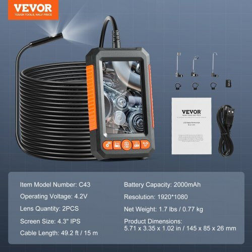 Vevor Endoscope Camera 1920x1080 pixels with 15m Cable