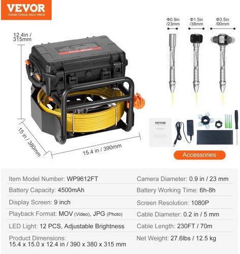 Vevor Endoskopkamera mit Kabel 70m