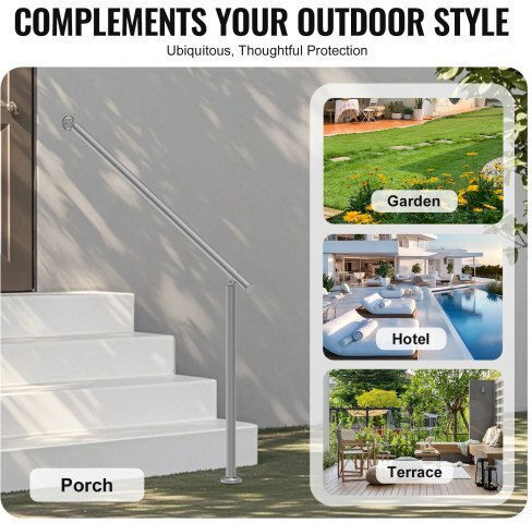 Vevor Stainless Steel Handrails 120cm Outdoor Steps 47.3in Bxgdlzfs120cr5f2iv0