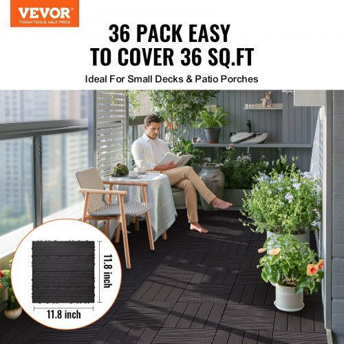 Vevor Terrassendiele für Gartenboden 30.48x30.48cm 36Stück