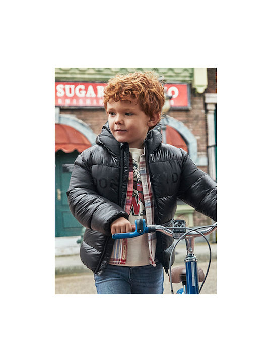 Mayoral Kids Quilted Jacket Short with Hood Black