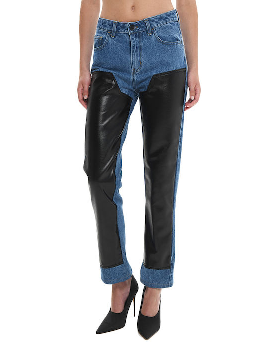 Sac & Co High Waist Women's Jean Trousers in Mom Fit Blue