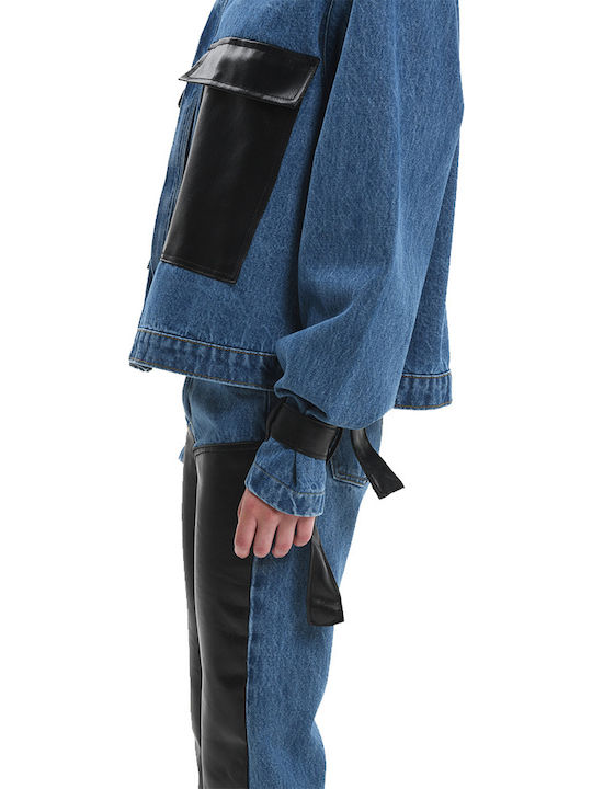 High Waist Women's Jean Trousers in Mom Fit Blue