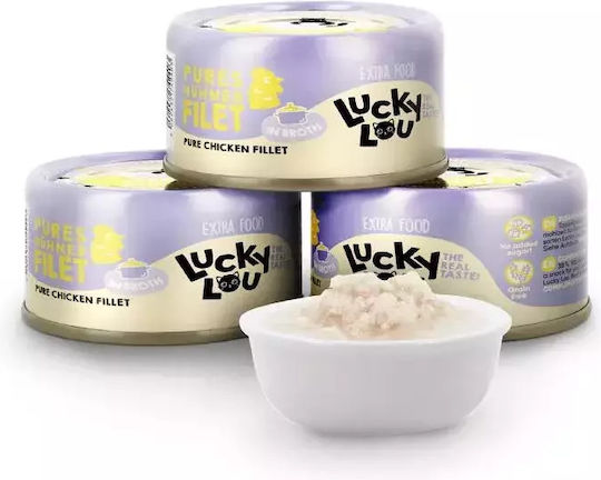 Lucky Lou Extrafood Hrană Umedă pentru Pisici în Conservă cu Pui, Pește, Somon, Creveți, Ton și Legume fără Cereale & Gluten 70gr