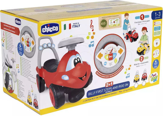 Chicco Billy Lauflernhilfe Weiterfahren für 12+ Monate mit Geräuschen Rot