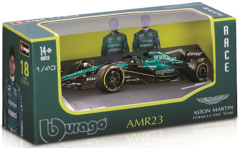 Bburago Toy Car Formula 1 Aston Martin AMR23 F1 Team - #14 Fernando Alonso for 3++ Years