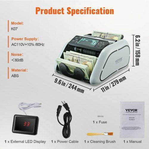 Vevor Money Counter with Speed 1000 Banknotes per Minute DCJH1UVMGIRDDFUJ5V2