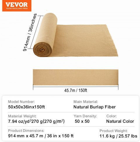 Vevor Țesătură pentru Decorațiuni Burlap 36x150buc