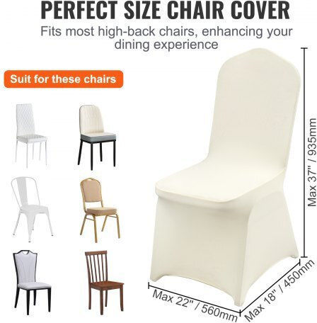 Vevor Elastic Cover for Chair Ivory 100pcs ZYT100PCSXYSQB001V0