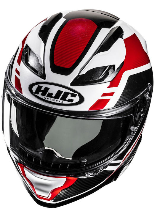 HJC F71 MC1 White Black Red Motorcycle Helmet Full Face ECE 22.06 with Sunvisor