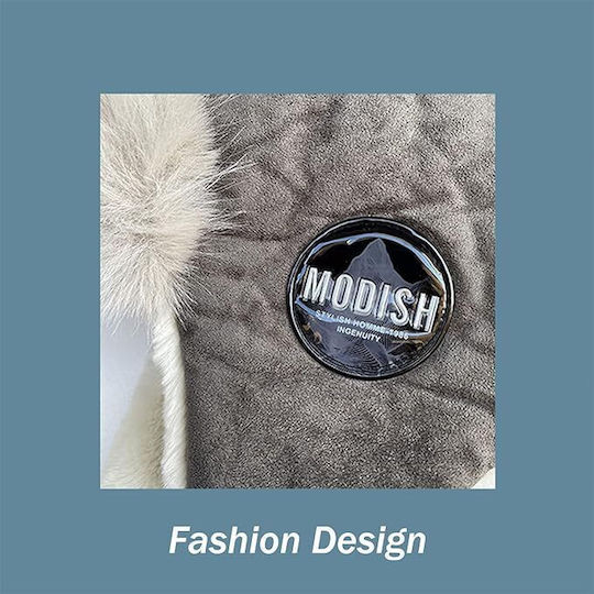 Earflap Unisex Σκούφος Πλεκτός σε Γκρι χρώμα