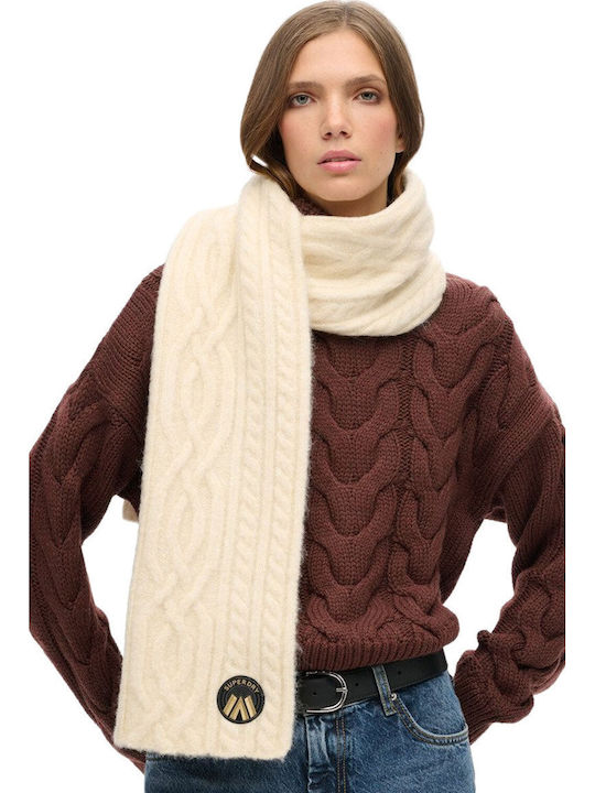 Cable Luxe Women's Knitted Scarf White
