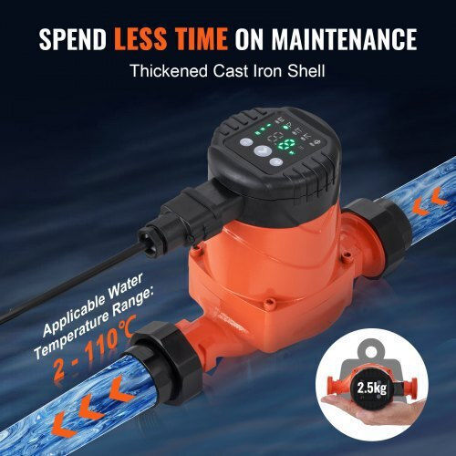 Vevor Energy Efficient Hot Water Circulation Pump ECM 220V 22W 50 L Min 4m 1-1/2" 5 Low Noise Functions Lwkjnpbb4m50zltktv2