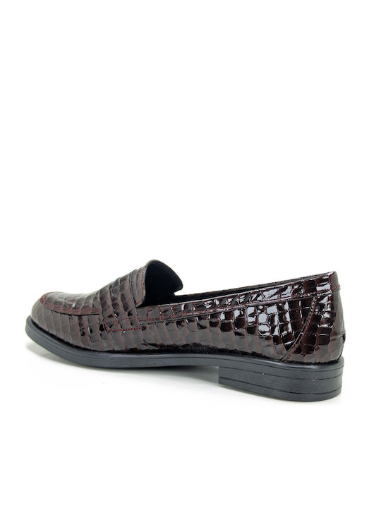 Patent Leather Women's Loafers in Burgundy Color