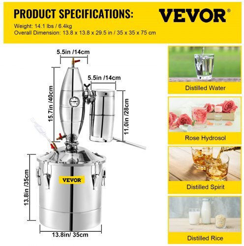 Vevor Distiller 30L Thermometer Pump Wine Whiskey Ngzlqo30l220vqvqzv2