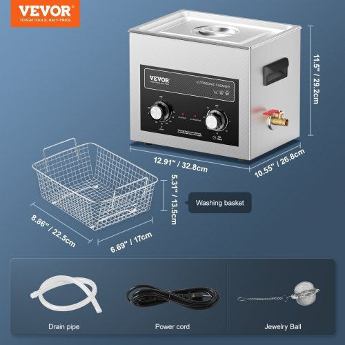 Vevor Ultrasonic Cleaner 10lt with Digital Timer