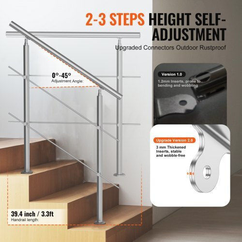 Vevor Handrails 39.4" Outdoor Steps 2 Rods Porch Deck Bxgslzfs100cz97quv0