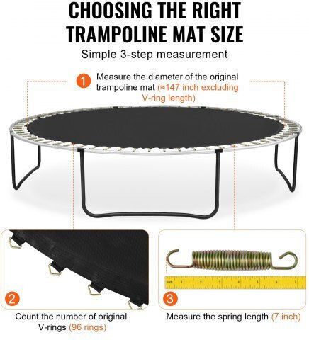 Vevor Replacement Trampoline Mat Frame 14ft 96 V-rings Springs 7" Yxbctd14yc96krj4xv0