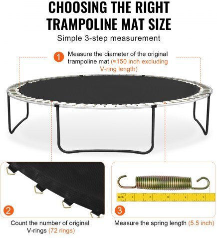 Vevor Replacement Trampoline Mat Frame 14ft 72 V-rings Springs 5.5" Yxbctd14yc72djpycv0