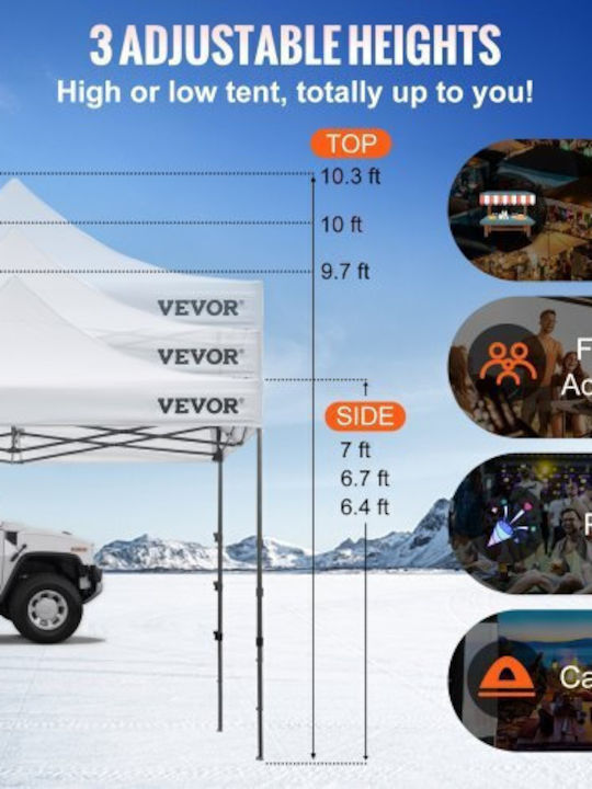 Vevor Zusammenklappbares Garten Gazebo Weiß 3x3m