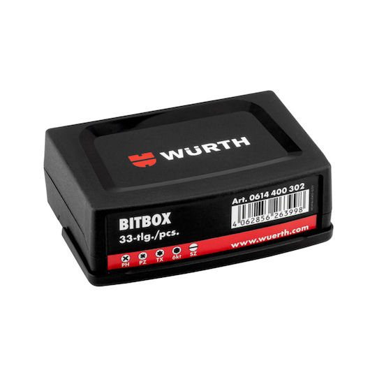 Wurth Set 33 Biți Șurubelniță Allen / Torx / Drept / Steaua / Cruce
