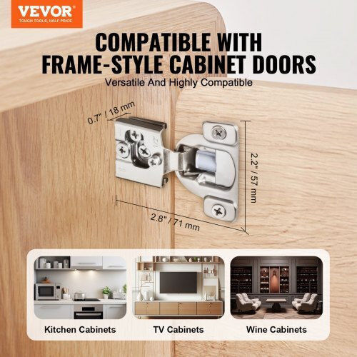 Vevor Pack of 40 Cabinet Hinges Partial Overlay Soft Close Framed Type Mscjjl40jkjsi99cuv0