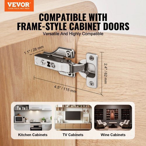 Vevor Pack of 50 Full Overlay Soft Close Cabinet Hinges Frameless Oscjjl50jkjswskkdv0