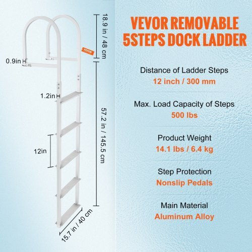 Vevor Aluminum Pool Ladder with 8cm Width Silver