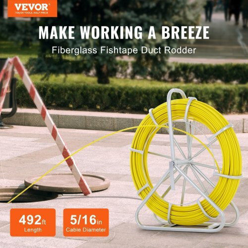 Vevor Ταινία Ψαρέματος Fiberglass 150m 8mm Μεταλλική Βάση 3 Κεφαλές Μη Αγωγική Dzjyd516492ft7wctv0