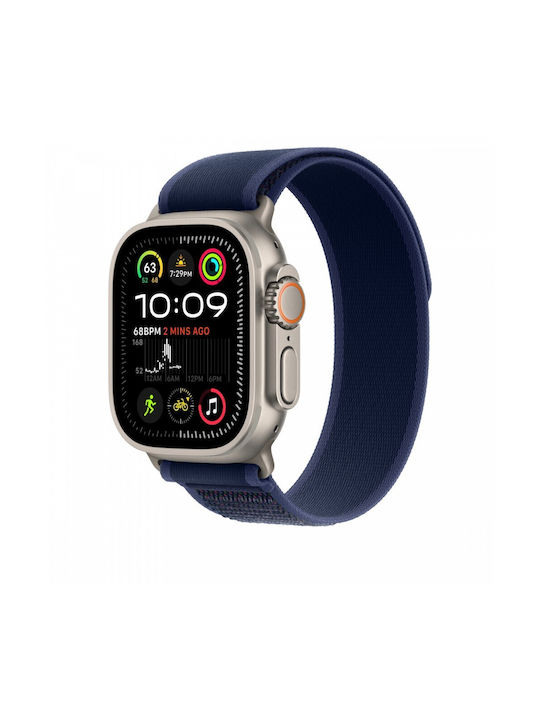 Apple Trail Loop - M/L Strap Fabric Blue - Natural Titanium Finish (Apple Watch 44/45/46mm/Ultra 49mm)
