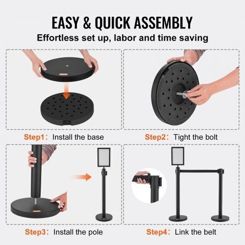 Vevor Set of 6 Barrier Stanchions & Sign Carbon Steel Zgglzhstzx6ju9zdtv0