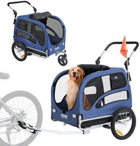 Vevor Waterproof Dog Carrying Blue Bicycle Trailer for 15kg Pets