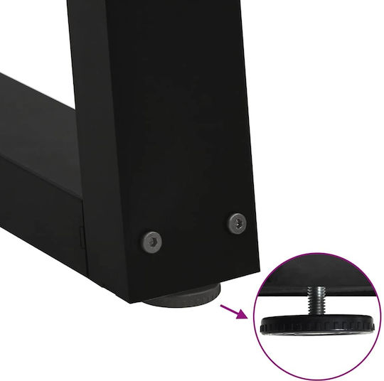 vidaXL Metallic Furniture Leg 3 Pieces Suitable for Table / Coffee Table / Office 80x72cm Black