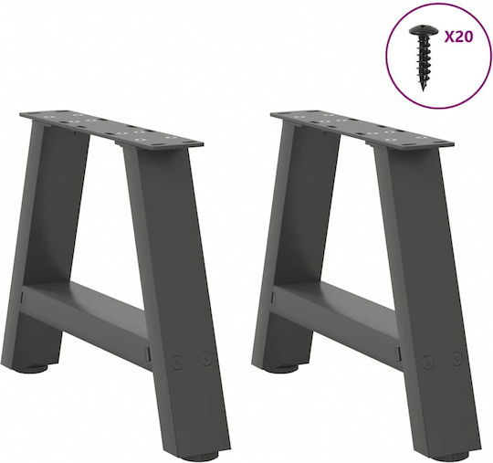 vidaXL Metallisches Möbelbein 2Stücke Für Tisch / Beistelltisch 40x30cm Anthrazit