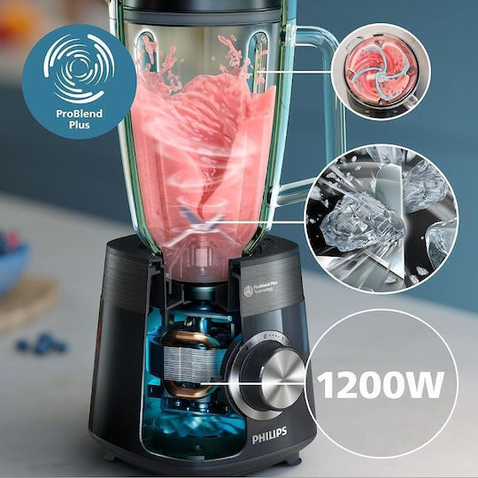 Philips 5000 Series Μπλέντερ με Γυάλινη Κανάτα 2 lt 1200W Μαύρο