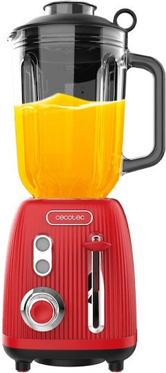 Cecotec Power Black Titanium Retro Μπλέντερ με Γυάλινη Κανάτα 1.5 lt 1200W Κόκκινο