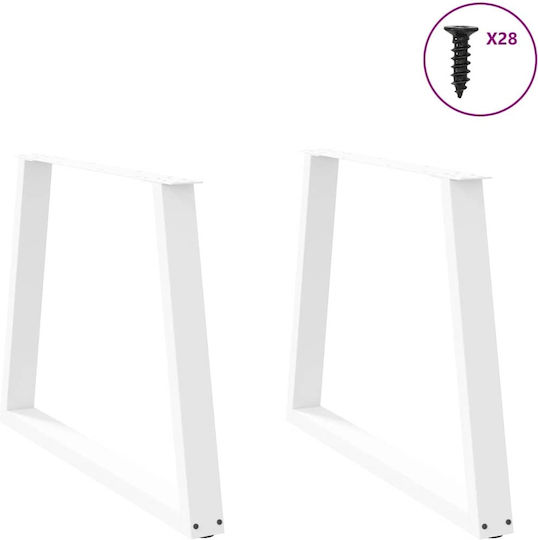vidaXL Metallic Furniture Legs 2 Pieces Suitable for Table / Coffee Table / Office 100x72cm White
