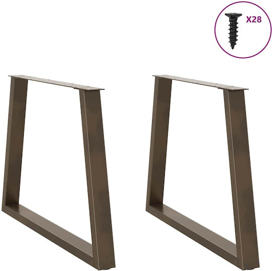 vidaXL Metallic Furniture Leg 2 Pieces Suitable for Table / Coffee Table / Office 100x72cm Brown