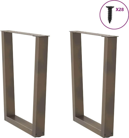 vidaXL Metallic Furniture Leg 2 Pieces Suitable for Office Table Coffee Table 70x72cm Brown