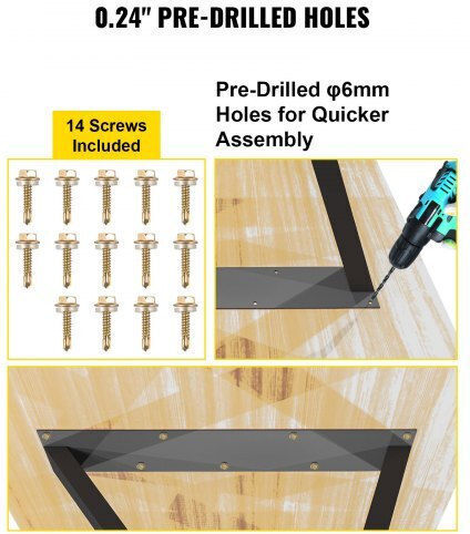 Vevor Picior Metalic Mobilier 2 Bucăți Potrivit Pentru Masă / Măsuță / Birou 71.12x45.72cm Negru