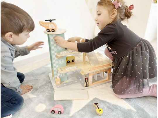 Elineli Montessori Ξύλινο Εκπαιδευτικό Παιχνίδι Γκαράζ Φιγούρες Σήματα