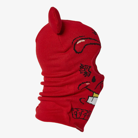 Diablo Bear Volles Gesicht Frauen Beanie mit Rippstrick in Rot Farbe