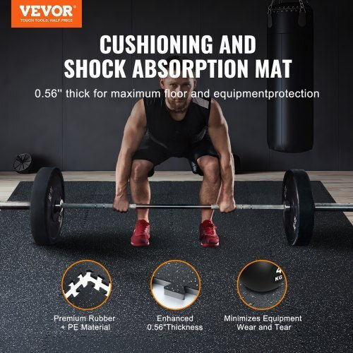 Vevor Rubber Gym Floor Puzzle Mat Black 12pcs