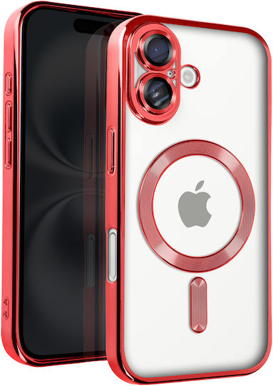 Avizar Case Magsafe Iphone 16 Plus Silicone Contour Chrome Red