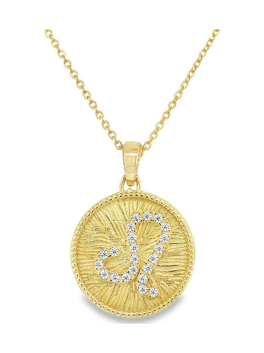 Xryseio Charm Semn Zodiacal Leo Din Aur Galben 14 Carate Cu Zircon