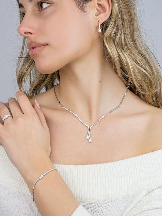 Kiriakos Gofas Σετ Κοσμημάτων από Λευκόχρυσο 14K