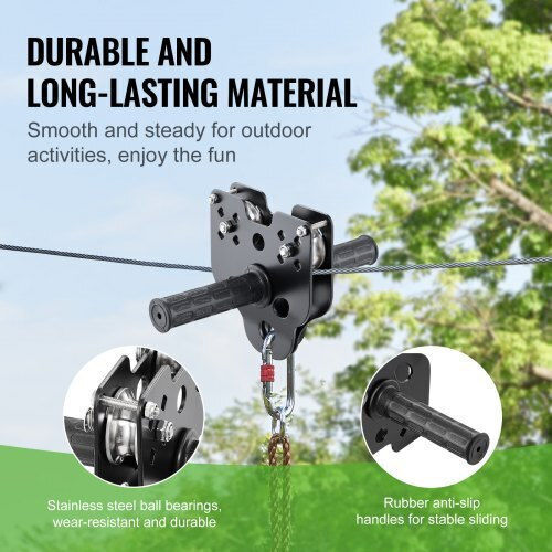 Vevor Zipline Set Kids Adults 120 Ft Up to 500 Lb Quick Installation Safety Fun in the Backyard Bxghstj120ycsiinxv0