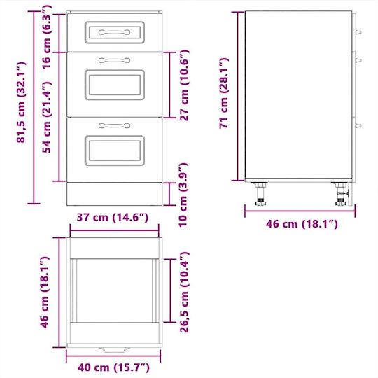 Kalmar Comodă de Bucătărie de Podea Artisan Oak 40x46x81.5buc