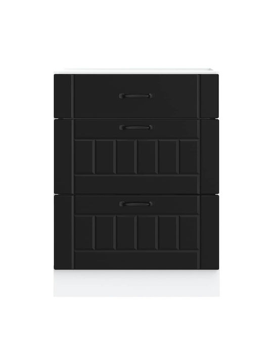 Lucca Comodă de Bucătărie de Podea Negru 60x46x81.5buc